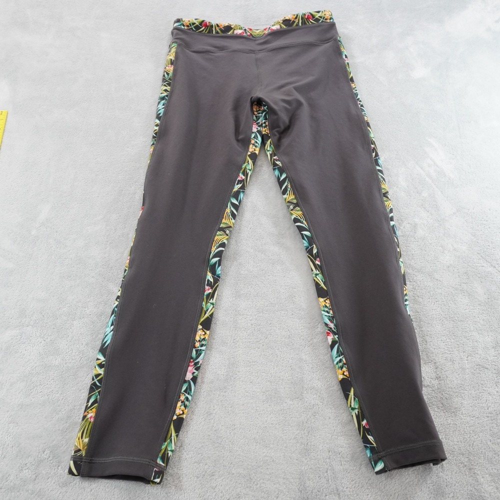 Johnny Was Leggings Womens M Gray Tropical Floral Boho Stripe Fitted Athetic - Picture 9 of 11